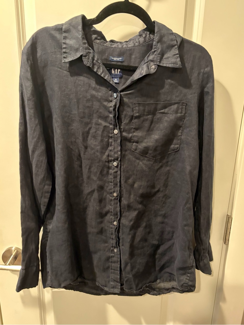 GAP Black Linen Button-Down | Size Medium |